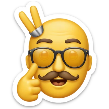 Regular emoji with a mustache and sunglasses giving the middle finger  sticker