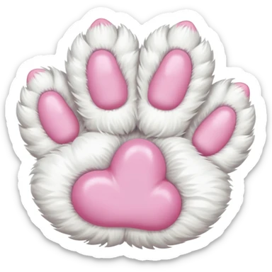 Fluffy white cat paw with six toes sticker