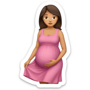 Latina woman, tan skin, pregnant sticker