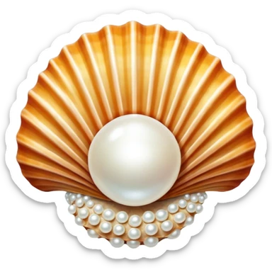 A seashell with a pearl inside, sparkling in the sunlight. sticker