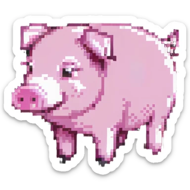 minecraft pig full body pink blocky animal square head square body sticker