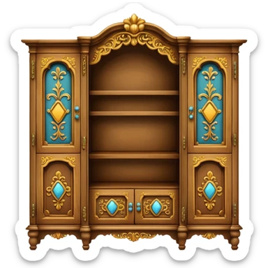 a cabinet with one open shelf and two closed ones sticker