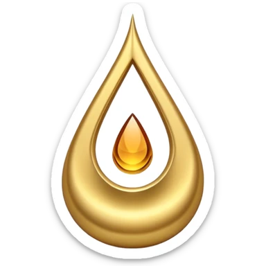 A simple golden tilak symbol with a central vertical drop shape and two curved lines on the sides forming a symmetric U-shape. sticker
