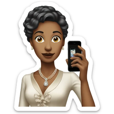 elegant lady holding phone portrait sticker