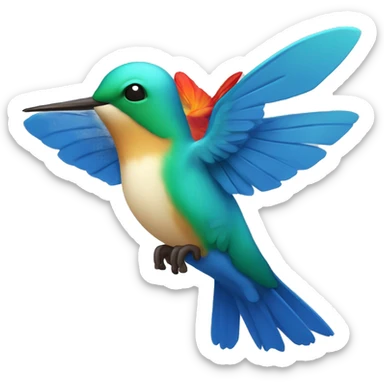 Colibri azul con las alas abiertas sticker