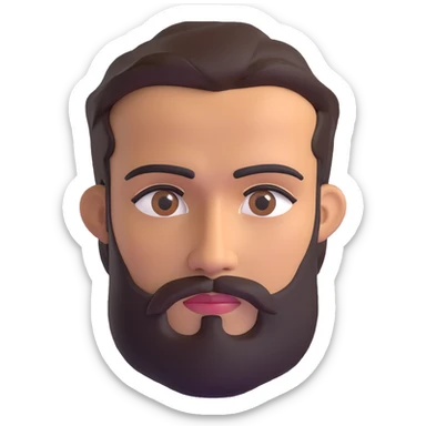 man with medium beard, connected eyebrows, olive tan skin, and brown eyes sticker