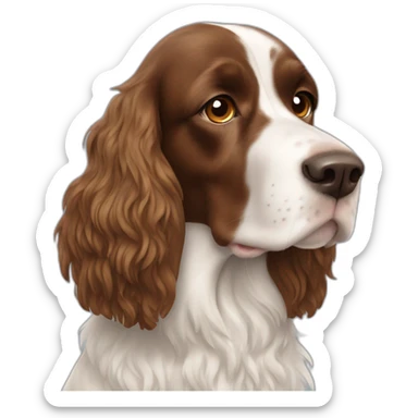 Springer spaniel with man and woman with long light hair sticker