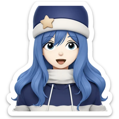 happy girl in blue hat sticker