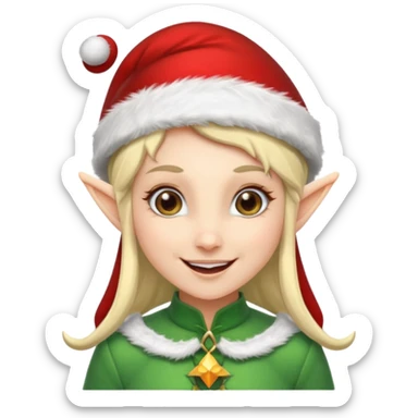 A female elf with santa hat sticker