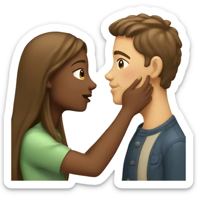 A man kisses a girl's eye sticker
