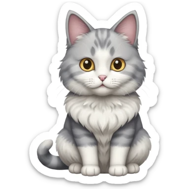 a grey and white cat sitting regally sticker