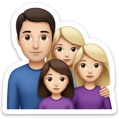 Familia : Hombre pelo oscuro, Mujer pelo cafe, hija 1 pelo mono , hija 2 pelo oscuro. sticker