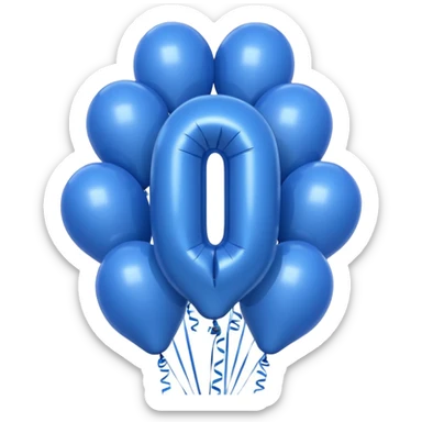 the number one 1 in blue balloons sticker
