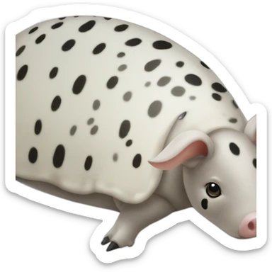 White pig armadillo cow centipede insect with black spots sticker