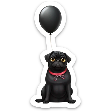 Black pug  and a ballon that says  “I’m sorry” sticker