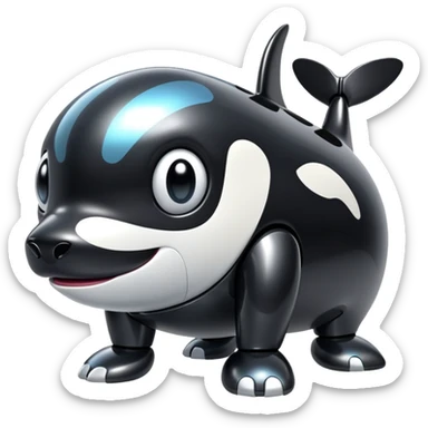 black tubby orca robodog sticker