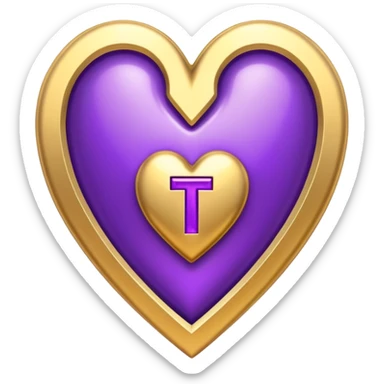 The golden Letter “t” inside a Purple Heart sticker