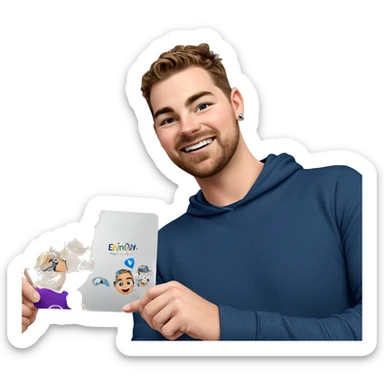 smiling boy with earrings sticker