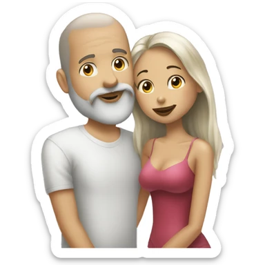  Grey Goatee beard pale man kisses Caribbean girl sticker