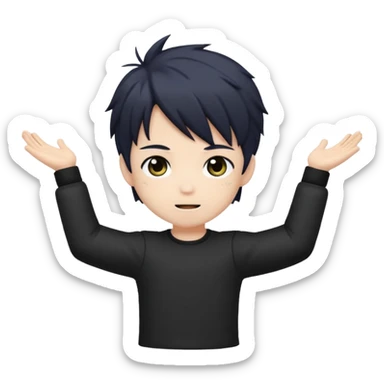 Cute anime style chibi male character with dark aesthetic with arms open wide  sticker