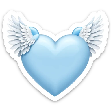 light sky blue heart with a wing on the right sticker