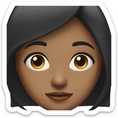 black straight hair girl with medium skintone and brown eyes with long lashes sticker