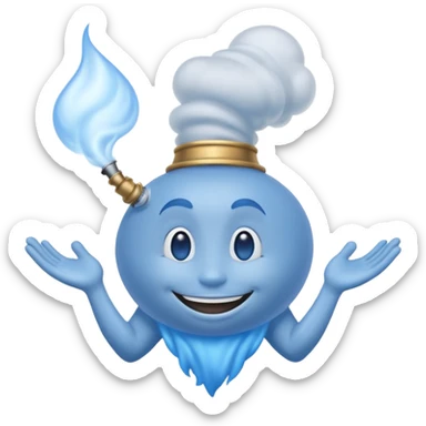 blue genie emerging smoke. sticker