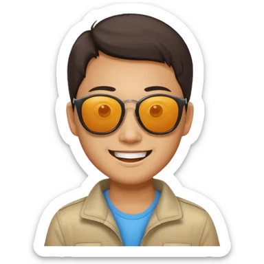 Photorealistic Chinese tourist wearing sunglasses sticker