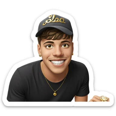 smiling boy with jewelry indoors sticker