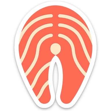 minimal flat icon of salmon fillet with simple shapes and bold colors sticker