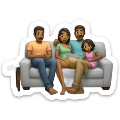 Family relaxing on couch sticker