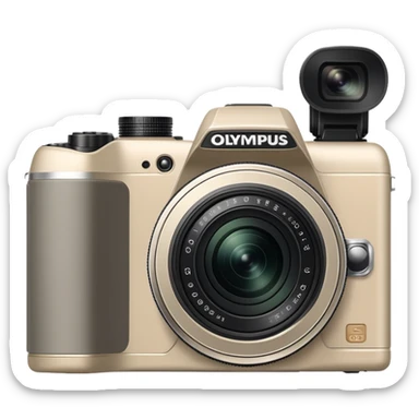Extremely abstract Olympus Superzoom 70G camera, grayish-beige color, just the silhouette outline with no internal details sticker