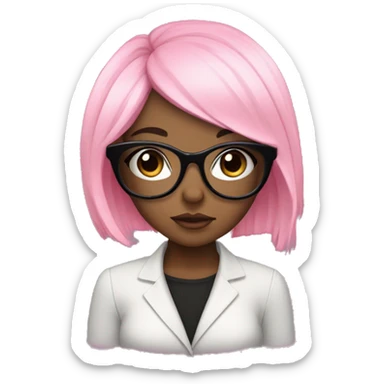 girl with pink glasses and black hair with curtain bangs with long lashes sticker