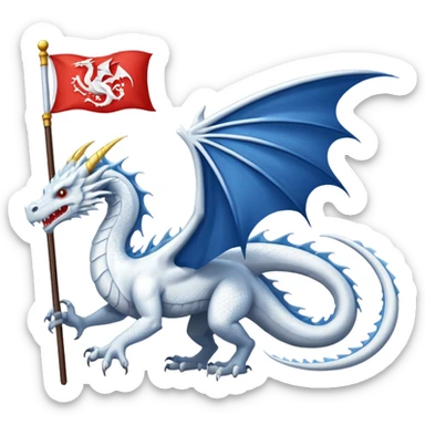 Create a flag with a red background and a white dragon like the red dragon of the welsh flag sticker