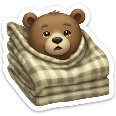 bear cozy in blanket sticker