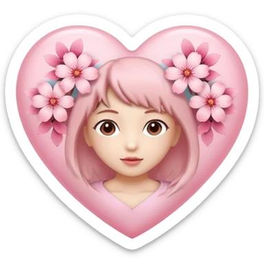 heart with sakura and a soft mist sticker
