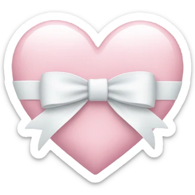 Pastel pink heart with white bow sticker