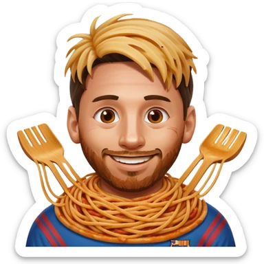 spaghetti in messi's face sticker
