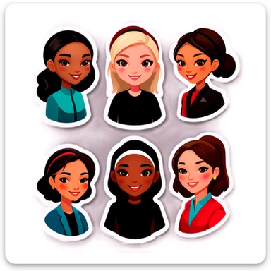 A group of women from every nationality, black, what, Asian, Hispanic, Norwegian  sticker