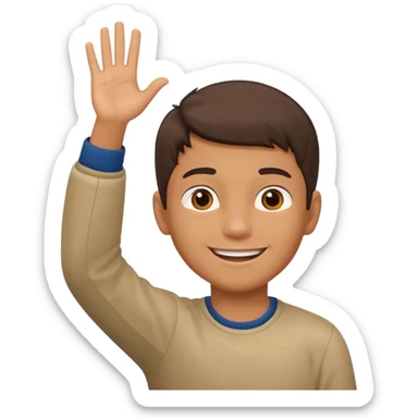 boy raising his hand sticker