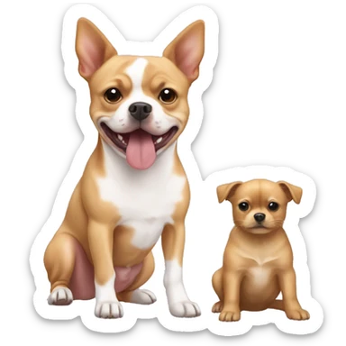 Pitbull mixed with a Pomeranian and chihuahua , blonde red and white, short legs long body, long hair  sticker