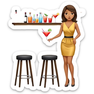 Woman standing by bar stool sticker