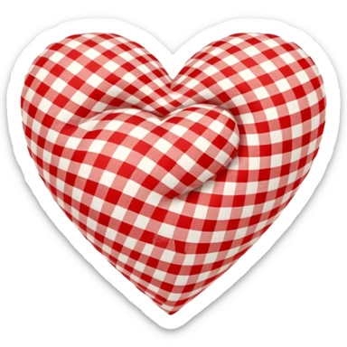 red and white gingham heart vintage  sticker