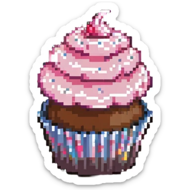 cupcake with pink icing, simple design sticker