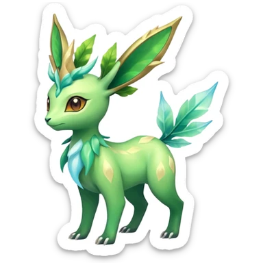 Exotic Rare Shiny Epic Ethereal Leafeon-Meganium-Amaura-Dragonair-hybrid, full body sticker