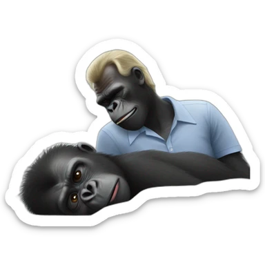Gorilla putting Joe Biden to sleep sticker