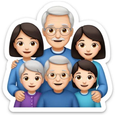 All white grandma and grandpa with 2 girls and 2 boys. The kids should have dark hair sticker