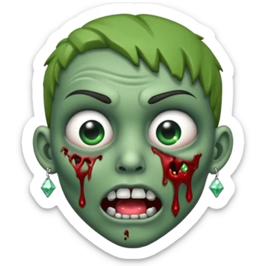 Create a zombie emoji with diamond earring sticker
