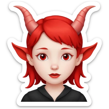 girl kid with small red horns sticker