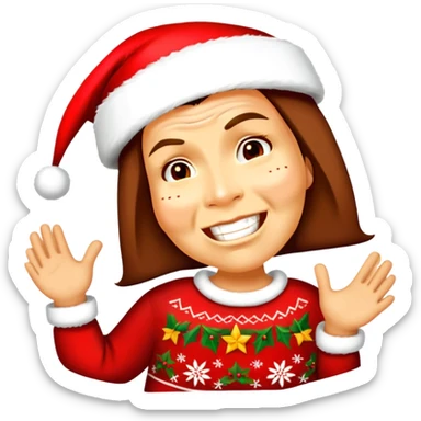 Person with Christmas clothes saying feliz Navidad sticker